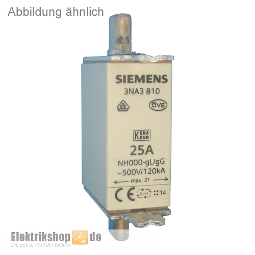 NH-Sicherung 20A Gr. 000 (00) Stirnkennmelder 3NA3807 Siemens