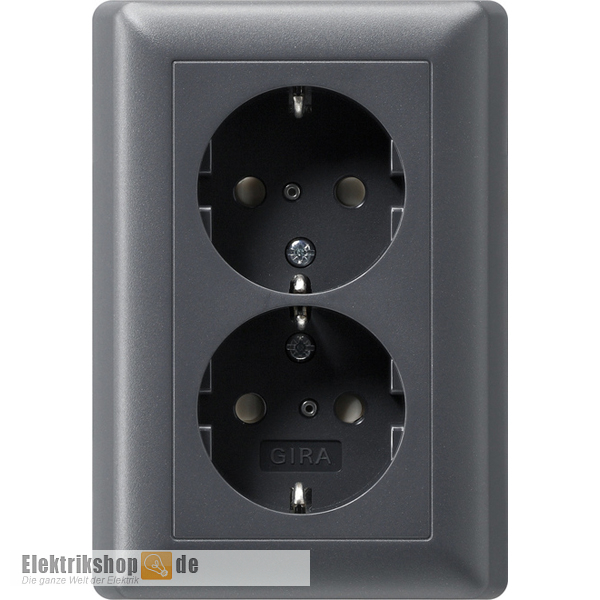 Schuko-Doppelsteckdose System 55 anthrazit 078328 Gira