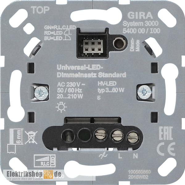 Universal-LED-Dimmeinsatz Standard System 3000 540000 Gira