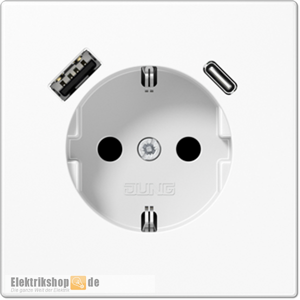 Schuko-Steckdose mit USB Typ AC aw LS1520-15CAWW Jung