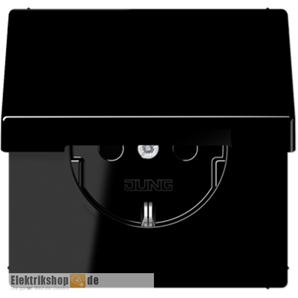 Schuko-Steckdose mit Klappdeckel schwarz LS1520KLSW Jung