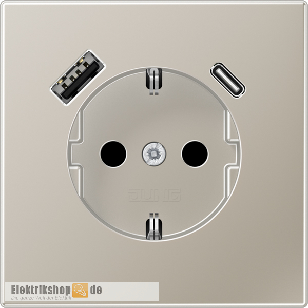 Schuko-Steckdose mit USB Typ AC Edelstahl ES 1520-15CA-L Jung