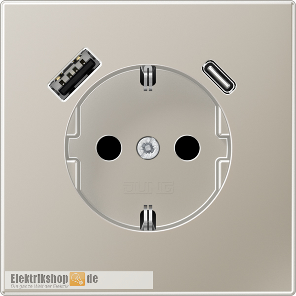 Schuko-Steckdose mit USB Typ AC Edelstahl ES 1520-15CA Jung