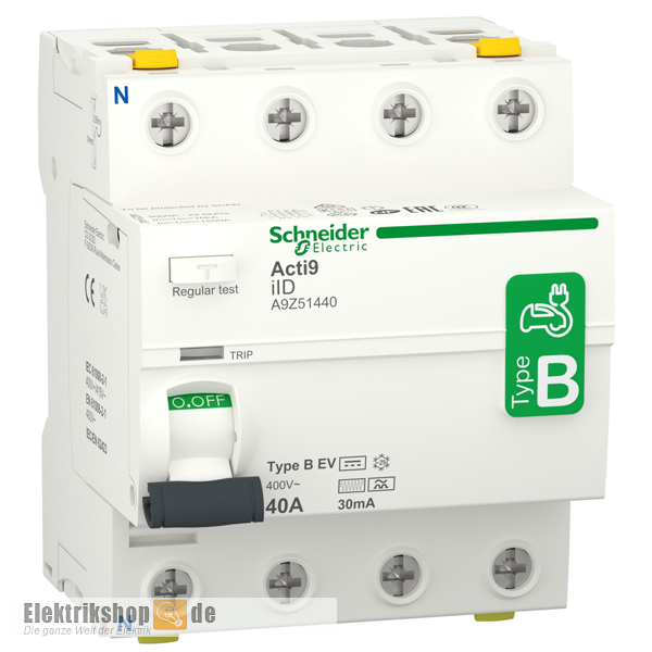 FI-Schalter TYP B-EV Elektroladestation 40A 30mA 4-polig A9Z51440 Schneider Electric