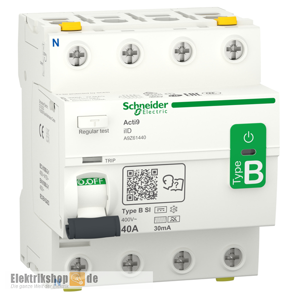 FI-Schalter TYP B-SI Allstromsensitiv 40A 30mA 4-polig A9Z61440 Schneider Electric