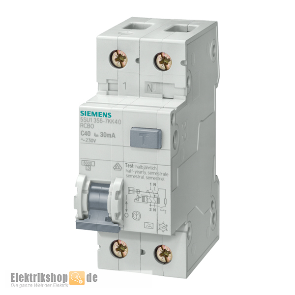 FI-LS Schalter kombiniert 2pol C16/0,03A 5SU1356-7KK16 Siemens