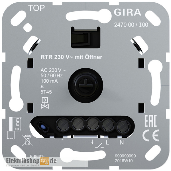 Raumtemperaturregler Einsatz 1 Öffner 230V 247000 Gira