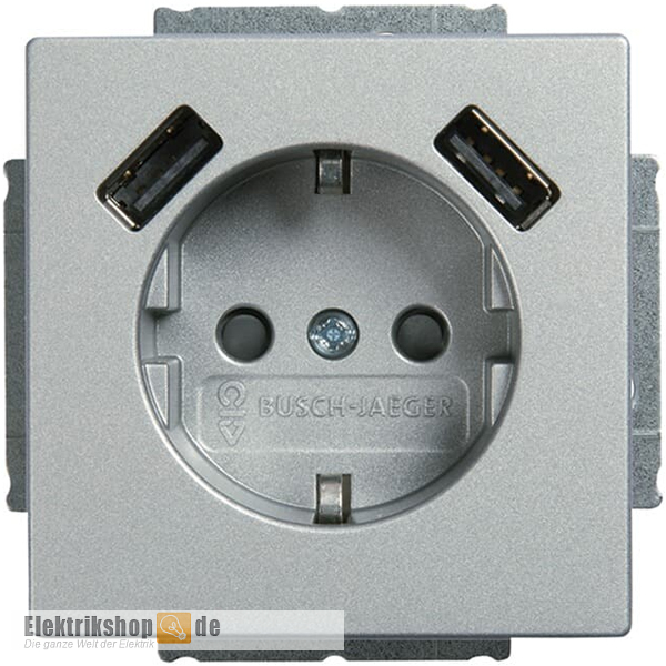 Future Linear Schuko USB-Steckdose alusilber 20 EUCB2USB-83 Busch Jaeger