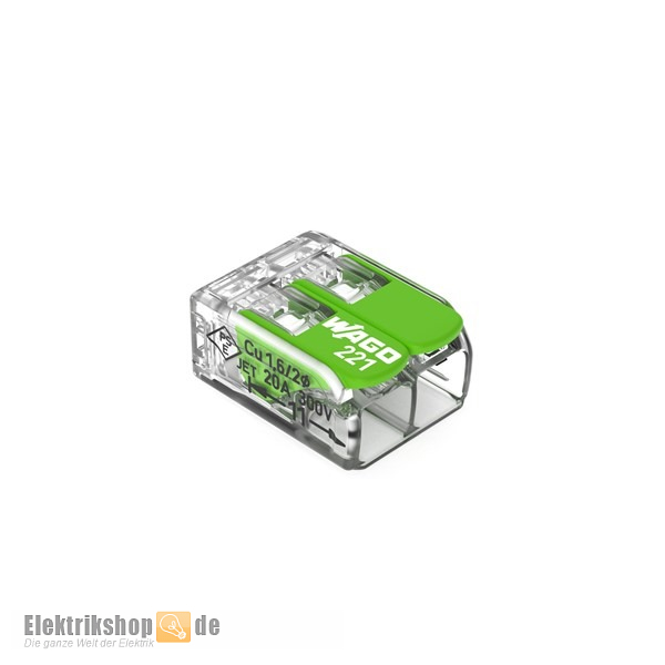 Verbindungsdosenklemme 2-Leiter mit Bet.-Hebel Green Range 221-422 WAGO