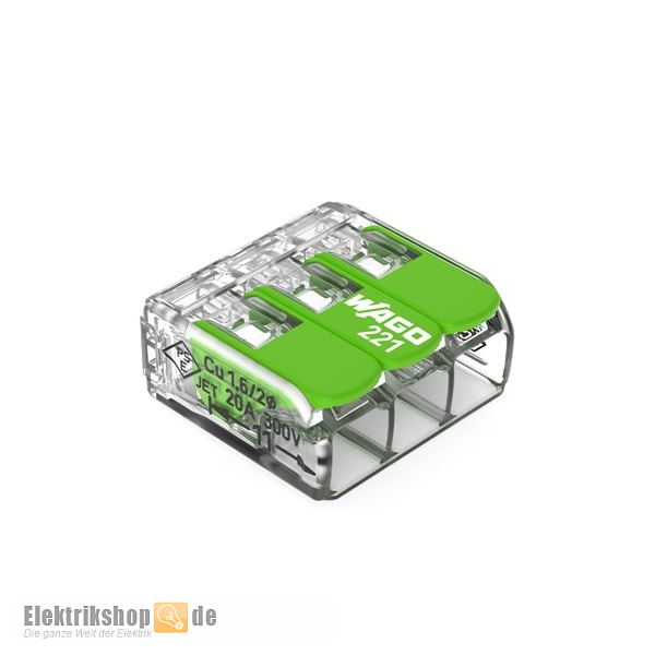 Verbindungsdosenklemme 3-Leiter mit Bet.-Hebel Green Range 221-423 WAGO