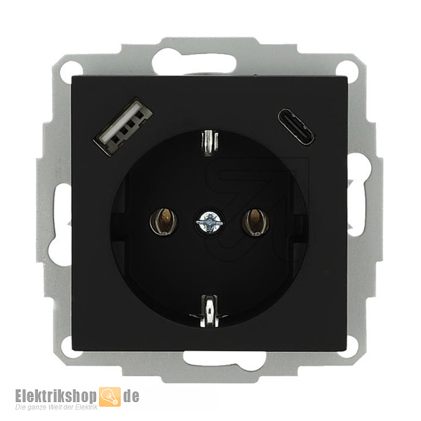 Klein K55BB Steckdose mit USB schwarz matt K55EUCUSBPDAC34/85