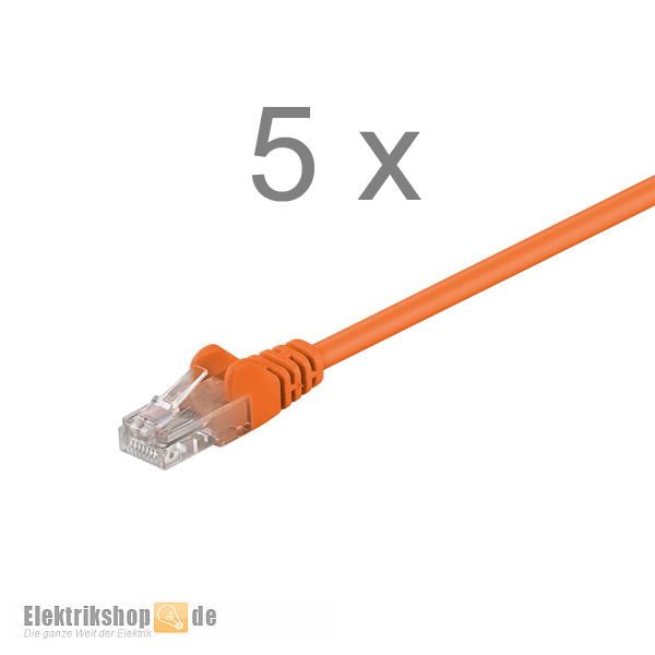 5 Stk. Patchkabel 0,5m Cat.5A U/UTP orange mit RJ45-Stecker Goobay