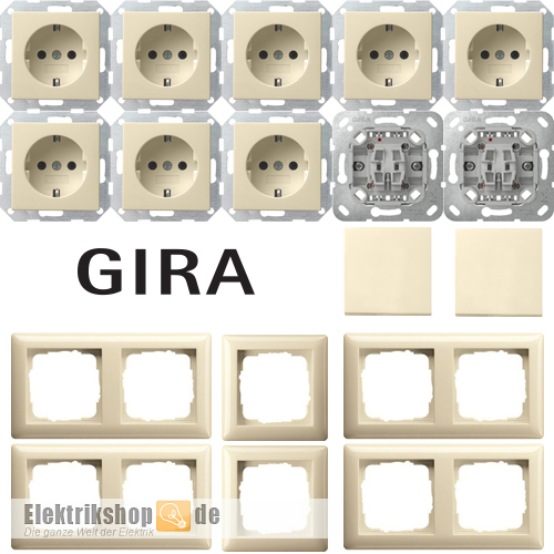 Spar-Set cremeweiß glänzend System 55 Gira