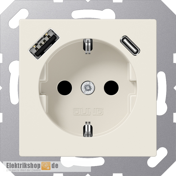Schuko-Steckdose mit USB Typ AC weiß/cremeweiß A1520-15CA Jung