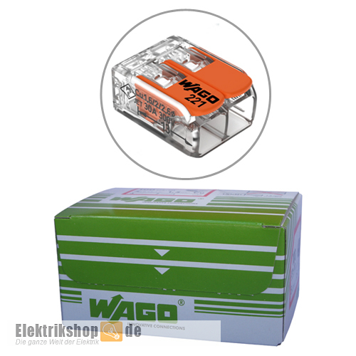 50 Stk. 2-Leiter-Klemme mit Betätigungshebel bis 6 mm² 221-612 WAGO