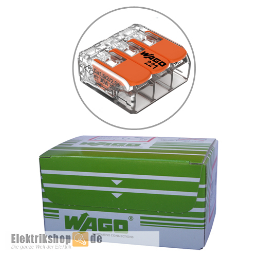 30 Stk. 3-Leiter-Klemme mit Betätigungshebel bis 6 mm² 221-613 WAGO
