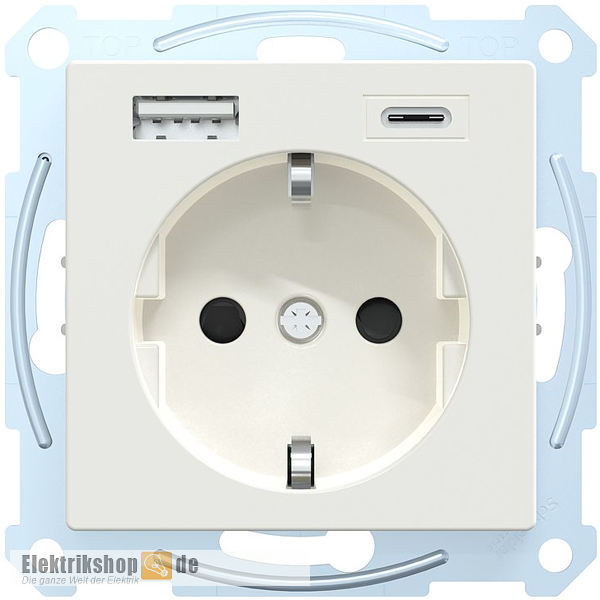 Steckdose mit USB A/C polarweiß gl MEG2367-0319 Merten