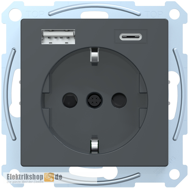 Schuko Steckdose mit USB A/C anthrazit MEG2367-0414 Merten
