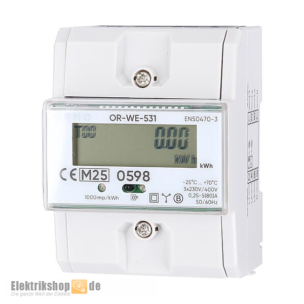 Drehstromzähler 80A für Hutschiene OR-WE-531 MID ORNO
