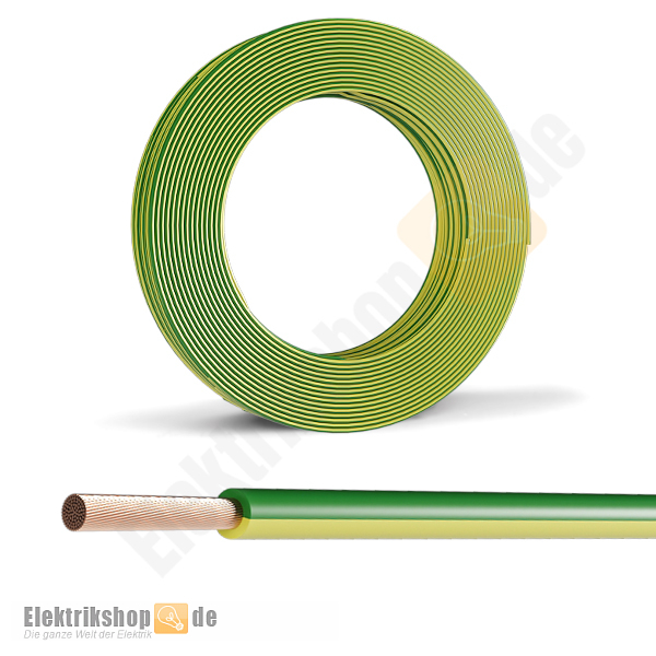 100 Meter grün/gelb flexible Aderleitung PVC Litze H07V-K 6 mm² 