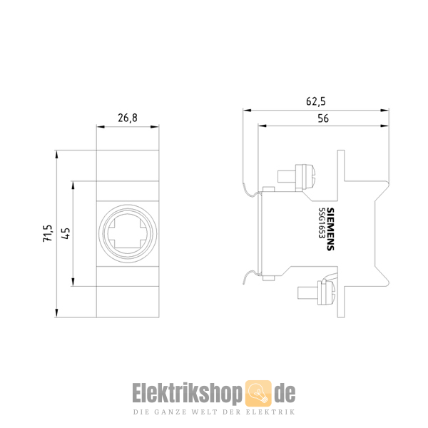 Support De Fusible Siemens Neozed 5SG1701 – Taille D02, 1 Pôle, Gris